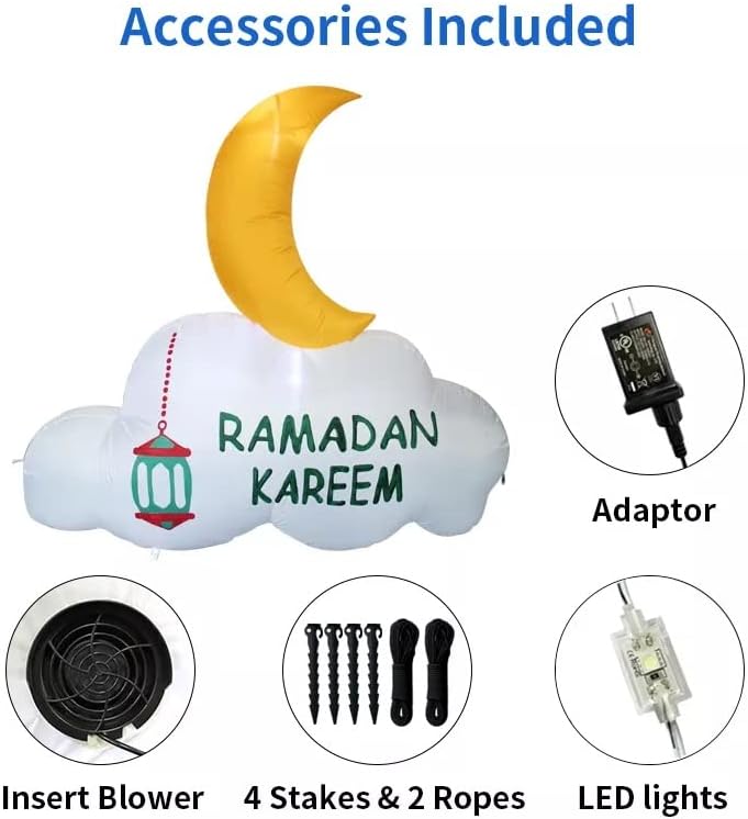 Надуваема Луната Рамадан Карим, Украса на Двора Рамадан-Мун на Открито с Вградени led фенери с подсветка