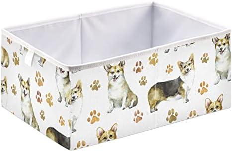 Emelivor Кутия за съхранение на кубчета с кучето си крак Corgi, Сгъваеми кутии за съхранение, Водоустойчив кош за играчки,