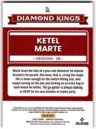 2022 Donruss Holo Red 30 Ketel Marte Diamond Kings EX/NM Дайъмъндбекс