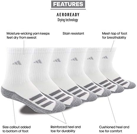 adidas Детски - Чорапи за момчета и момичета с подплата, ъглова лента за екипажа (6 двойки)