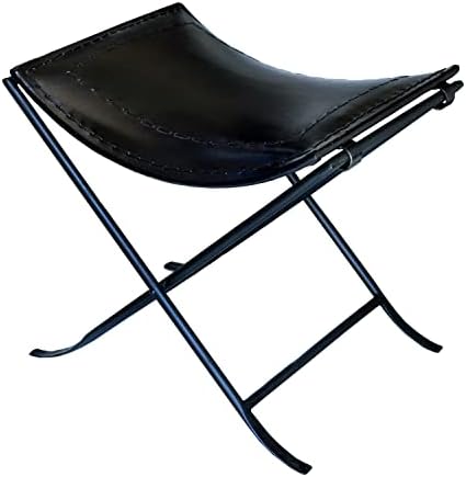 Мелтън Черна Кожена Табуретка Side Stich Класическа Пейка за стол Side Stich от Melton