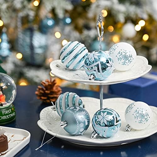Комплект коледна украса Severin Madelyn Сребристо-синьо (3 предмет) на 24-каратные украса за Коледните топки + 48-инчов Пола