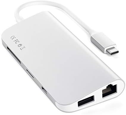 Мултимедиен адаптер Satechi Type-C с резолюция 4K, HDMI, Mini DP, USB-C PD, гигабитным Ethernet, USB 3.0 слота за карти Micro/SD - за M2/ M1 MacBook Pro, M2/ M1 MacBook Air (сребрист)