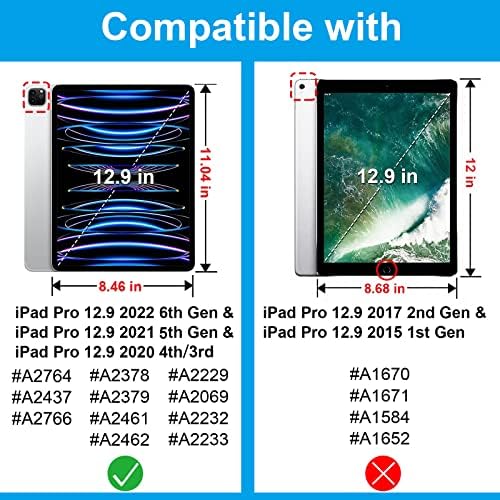 Калъф за iPad Pro 12,9 устойчив на удари, 12,9-инчов Калъф за iPad Pro 6-ти / 5-ти / 4-то поколение, 2022 Калъф за