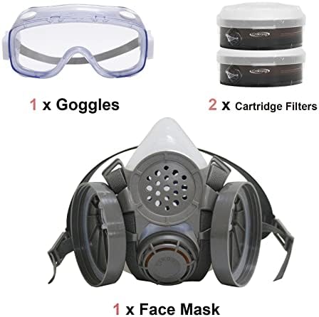 За многократна употреба Респиратор Cnstorng за половината от Лицата, Определени Защитни Очила, Пръски Боя, бои, химикали,