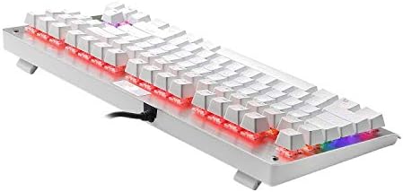 Ръчна Детска клавиатура HUO ДЖИ Z-77, Многоцветен led светлини с червени стрелки, 87 клавиши без ключ, защита от ghosting за
