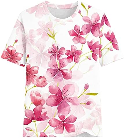 Блуза За Момичета С Къс Ръкав 1/2 Памук Цветен Графичен Ежедневни Тениска за Жени Лято Есен F3 F3