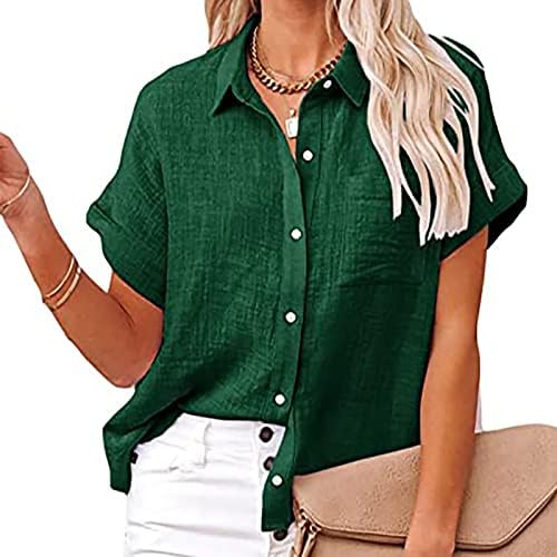 Camisetas Manga Corta botones para Mujer Camisetas против Cuello en V Blusa Color sólido Camisetas de Moda de Verano 2023