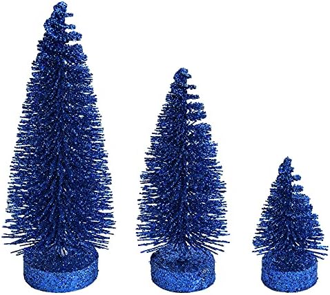 Изкуствена Коледна елха Vickerman 3И 5-7Тъмно-Синя Лъскава Овални Бор, Комплект от 3 теми - Набор от Изкуствени