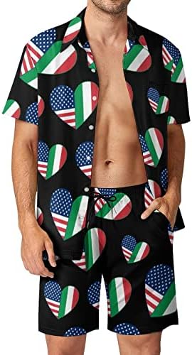 Обичате да се Итало-Американски Мъже Гавайскими ризи и черни копчета с къс ръкав, Лятна Плажно Облекло, Спортно