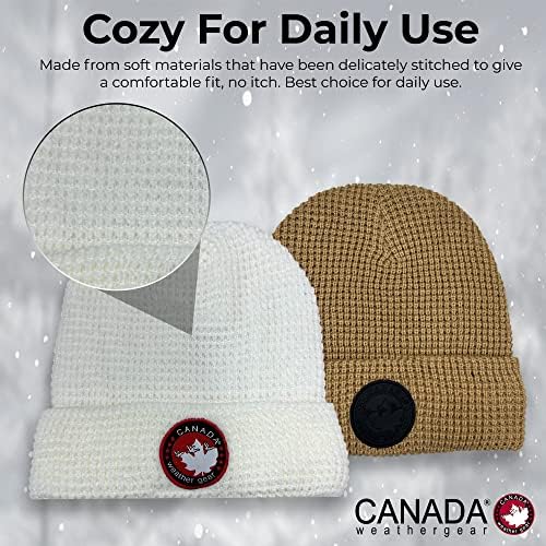 Вязаная дамски шапка CANADA WEATHER GEAR - Single Зимна шапчица-Бини - Мека и Топла Зимна шапка с белезници с червено