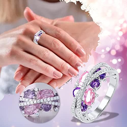 Rose пръстен с обещанието, Х-образна форма Кухи Розов Медальон с диамантен пръстен и Цирконием, Женски Моден Тренд, Пръстен с Пълна диамантен пръстен и Цирконием, Дам?