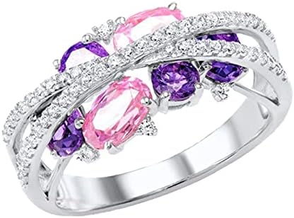 Rose пръстен с обещанието, Х-образна форма Кухи Розов Медальон с диамантен пръстен и Цирконием, Женски Моден Тренд, Пръстен