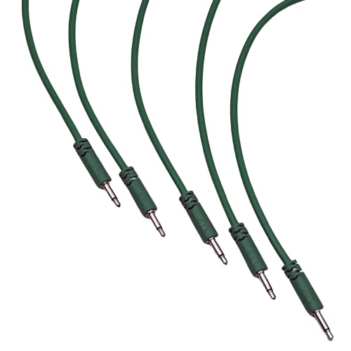 Музикални принадлежности за гладните студенти Luigis Modular Веригата Spaghetti Eurorack Patch Cables - Комплект от 5 Зелени кабели, 18 (45 см)