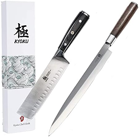 Нож за зеленчуци KYOKU Samurai Series 7 Накири + Нож Янагиба 10,5 Японски Ножове За Суши и Сашими - Японската Стомана