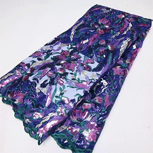 LSDJGDDE, расшитая пайети мрежа, тюл, лейси плат, материали за шивашки празнични носии (цвят: E, размер: 5 ярда)