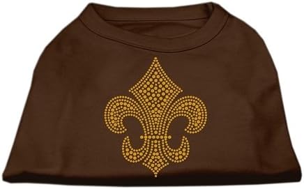 Mirage Стоки за домашни любимци, Златни Ризи с кристали Fleur de Lis Кафяви XS (8)