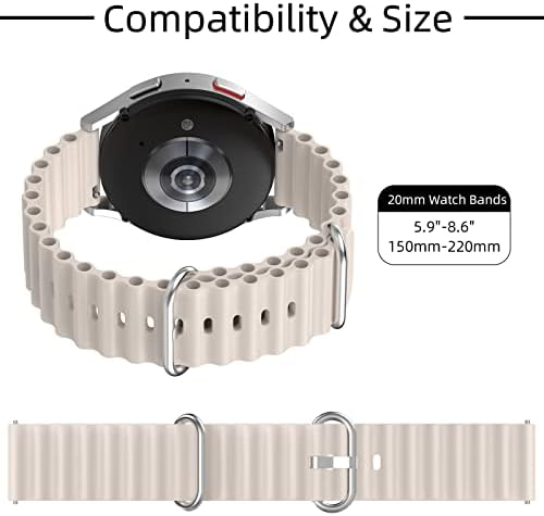 20 мм Силиконови вълнообразни въжета, съвместим с Samsung Galaxy Watch 4 и 5 40 мм 44 мм/ Galaxy Watch 5 Pro 45 mm/