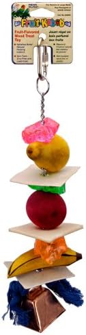 Играчка Penn-Plax Bird-Life Fruit Kabob Bird с камбана – Различни текстури, материали и цветове – чудесно за папагали и