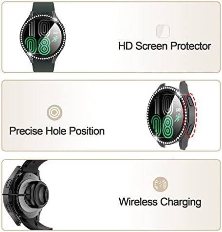 Калъф Bling е Съвместим с защитен калъф Samsung Galaxy Watch 4 (2021) 40 mm за екран, защитен калъф YUVIKE Crystal Diamond с