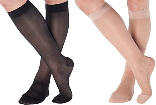 (2 двойки) Прозрачни Компресия чорапи 20-30 мм hg.календар. за жените - Произведено в САЩ - Дамски Найлонови чорапи с плътна