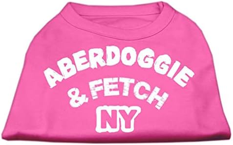 Mirage Pet Products 12-Инчови Тениски с Сито печат Aberdoggie NY, Среден, Ярко Розово