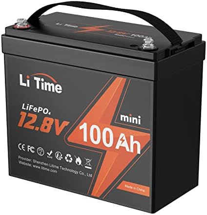 Литиева автоматична батерия Litime 12,8 V 100Ah MINI LiFePO4 с 10-годишен срок на служба 100A BMS 4000-15000 цикли, Максимална