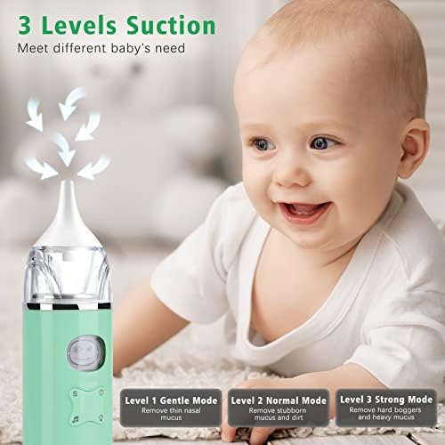 Накрайник за носа детска електрическа, Детски Назален аспиратор FITCONN със силиконови топчета 2 размери за премахване на слуз или соплей, функция успокаивания по муз?