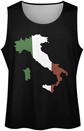 Карта на Италия Флаг Мъжки Спортни Тениски Без Ръкави, Ризи, Фитнес Зала, Свободни Спортни Тениски