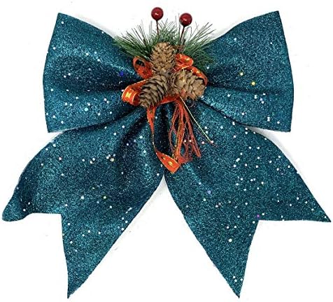 Коледни Декоративни лъкове allgala за елхи, Гирлянди Treetopper (11 LG Тъмно-зелен 2-PK)-XBW93076