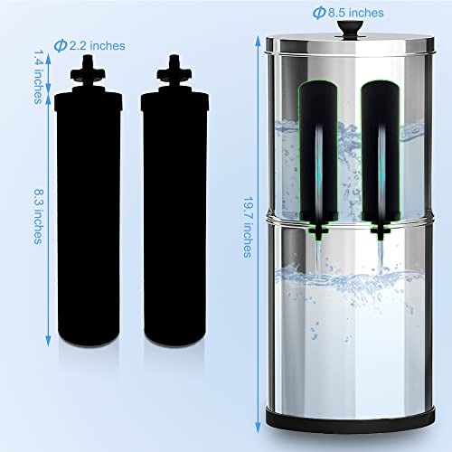 Система за филтриране на вода с гравитацията Shurex от неръждаема стомана обем на 2.25 литра с 2 филтри Black Elements