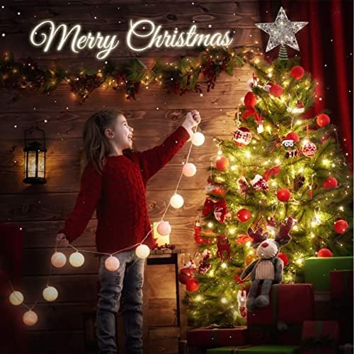 Коледа Коледа Topper - Звезден Topper за Коледната елха, Коледна украса, Звездна Блестяща пудра на Прах на върха на дърво, Метал Коледно дърво за Коледната украса на дома (?