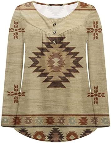 Дамска Туника в западния ацтекском стил С Геометричен Принтом, Блузи, Реколта Тениски С дълги ръкави В Етнически