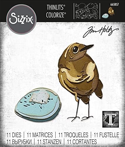 Комплект печати Tim Holtz Sizzix Spring Easter 2022, Изрязани от хартия Пилета, Оцветяване на птици и яйца, Комплект от 2 печати (665857, 665854)