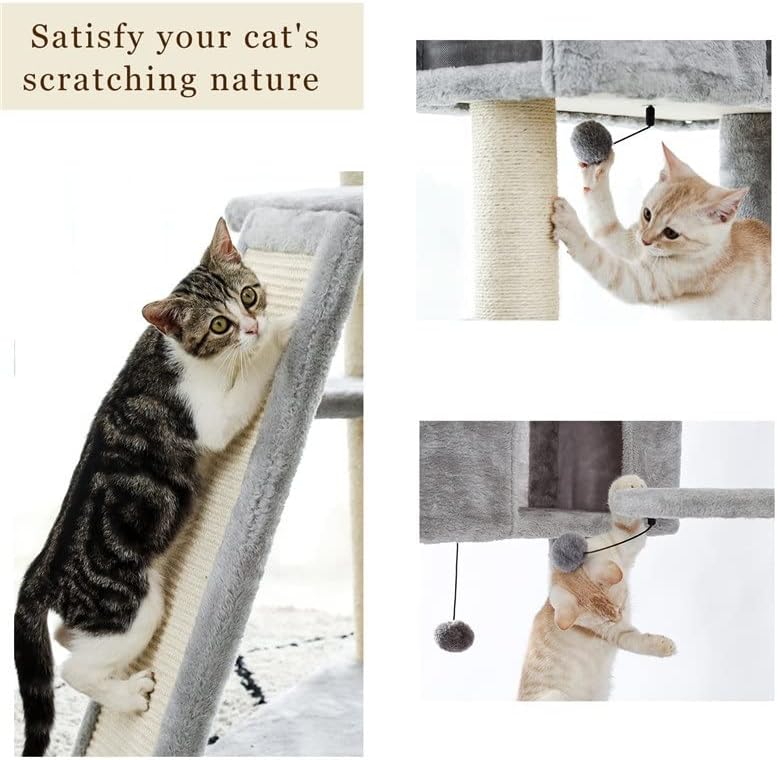 Рамка за катерене GRETD Large Cat Многопластова Когтеточка с устойчиво покритие от сизал Cat Tree Kittern Playground (Цвят: сив, Размер: One size)