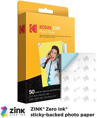 Цифров фотоапарат миг печат Kodak Printomatic (жълто) и цифров фотоапарат миг печат Printomatic (черен) и благородна цинковая фотохартия 2 x 3 (50 листа) (1 опаковка)