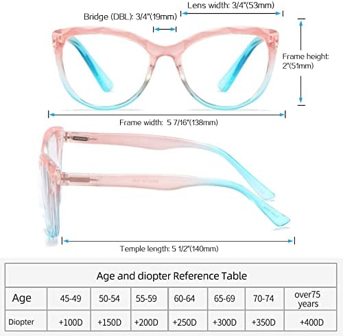 Yuluki 4 Опаковки Големи Сини Екранировка на Очила за четене, Модни Дамски Компютърни Ридеры Котешко око с