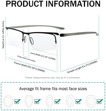 Eyekepper Спестява от 10% на 4 опаковки двухцветных очила за четене и 3 опаковки ридеров в полукръгла рамка + 1,50