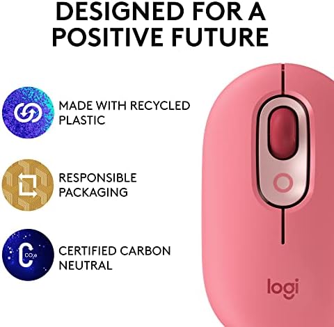 Logitech POP Mouse, Безжична мишка с поръчкови смайликами, технология SilentTouch, Точна / Бързо превъртане, Компактен дизайн, Bluetooth, Поддръжка на няколко устройства, съвместимос?