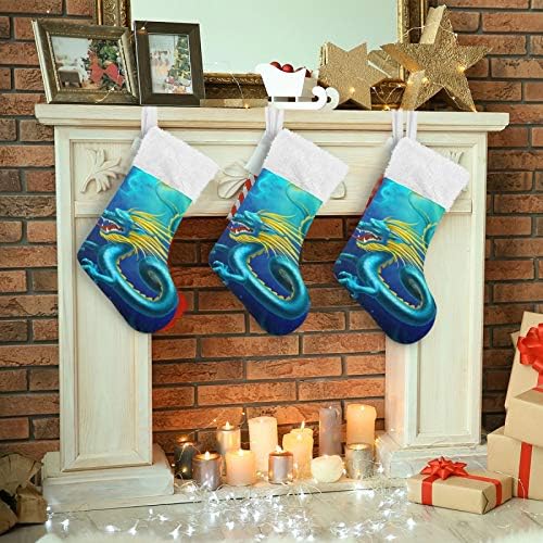 Коледни Чорапи ALAZA Dragon Класически Персонализирани Големи Чулочные Украса за Семейни Тържества, декорация за Партита, 1 опаковка,
