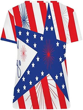 Тениска за момичета, Блузи за почивка, Ризи с къс ръкав, Дълбоко V-Образно Деколте, Американското Знаме, Звездите, Графични