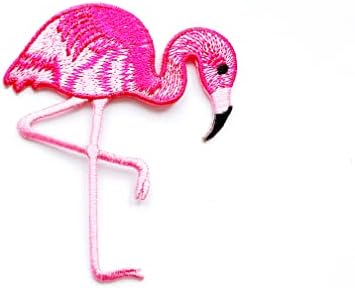 PL Розово Фламинго Скъпа Птица Сладък Cartoony логото на 2 Шият с Железни Вышитую Приложението Икона Нашивка Облекло