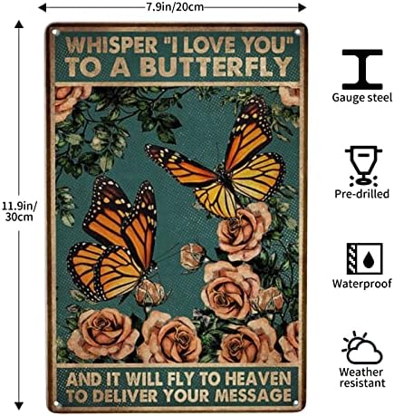 ВЕЙМЕЙЛЬД Прошепчет обичам те на Пеперуда, и тя ще отлети на Небето, за да предам Твоето Послание, Ретро Метален Знак, Стенен
