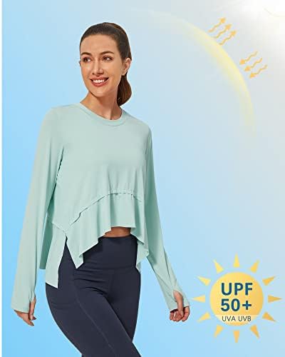 G4Free Дамски Слънчеви ризи UPF 50 +, Леки Спортни Тениски с дълъг ръкав, Защита от ултравиолетови лъчи, бързо съхнещи Скъсяване
