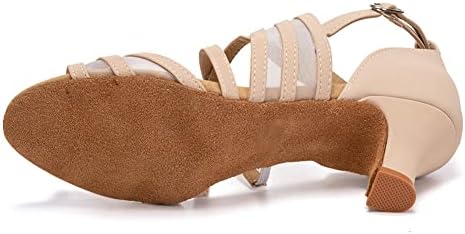 Обувки за латино Танци TINRYMX, Дамски Обувки с отворени пръсти и Преминаването каишка За Салса, Танго, Бални Танци, Модел-FT027