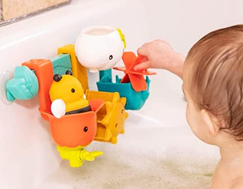 Battat – Набор от играчки за детска баня – Въртящ се чучур за сортиране – 6 Подвижни части и 2 Нещастници – Штабелируемые,