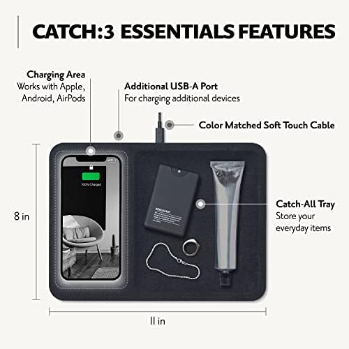 Courant Catch:3 Предмет от първа необходимост - Безжично зарядно устройство от белгийски лен и тава за камериер (дървени въглища)