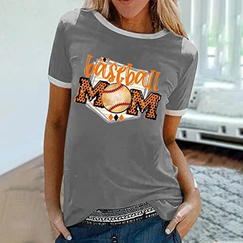 Женска Тениска с къс Ръкав за Бейзбол мама, Дамски Елегантен Ежедневна Блуза Свободно Намаляване с Графичен Принтом,