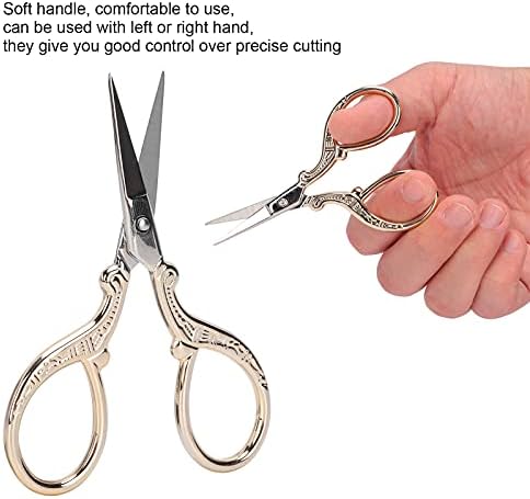 Ножици за шиене и бродиране във формата на Щъркел, Практични, лесни За употреба Ножици за оформяне на веждите, за Рязане на хартия, Художествени Занаяти (Златни + Нож