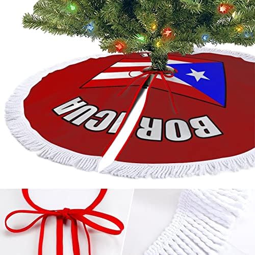 Vintage Boricua Гордостта на Пуерто Рико PR Флаг Коледно Дърво Пола Коледно Дърво Мат Пискюл за Декорация за Празничната